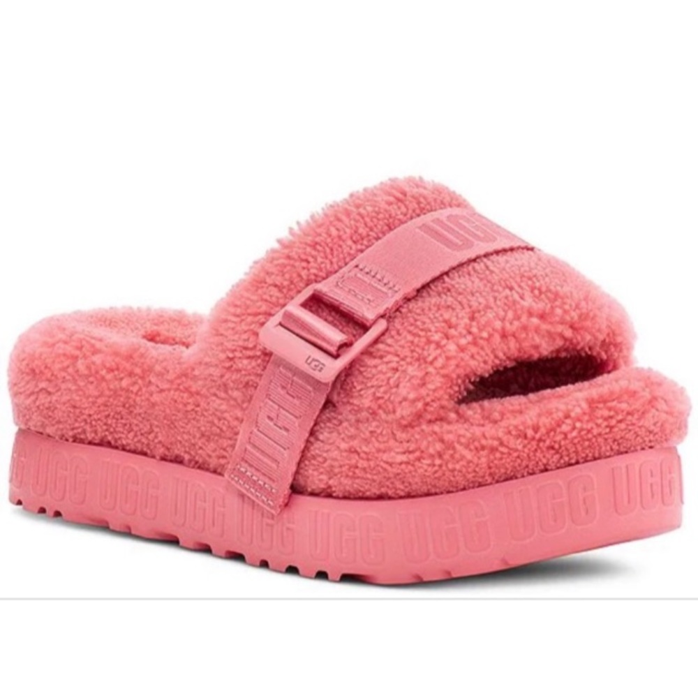 NIB UGG Fluffita Flatform Sheepskin Slides, Pink Blossom, Sz. 8 and 10 - Picture 1 of 9